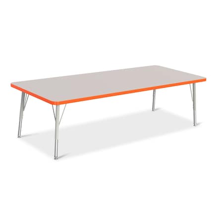 Jonti-Craft Berries Rectangle Activity Table, 30 in. x 72 in., E-height, Freckled Gray/Orange/Gray 6413JCE114